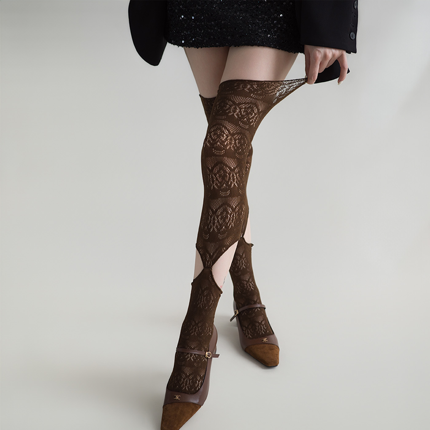Bas en dentelle ajourés au-des - Fishing Socks avis et prix